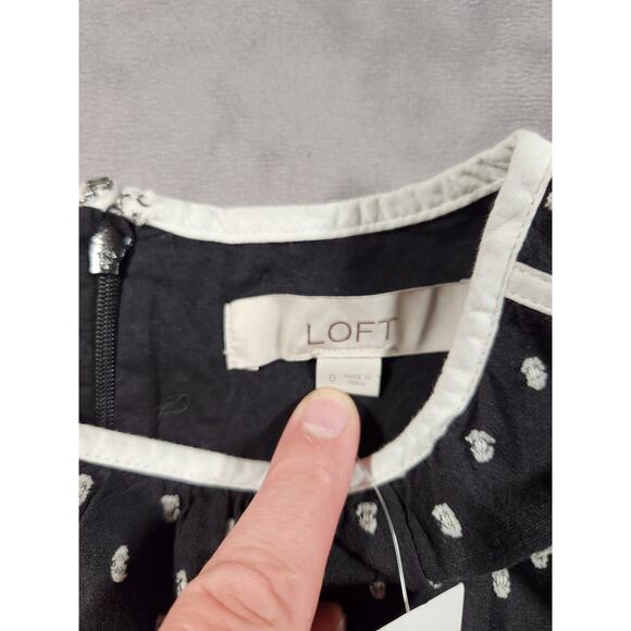 LOFT Womens Flounce Dress Swiss Dot Print Short Sleeve Back Zip Size 0 NEW NWT - Picture 3 of 10